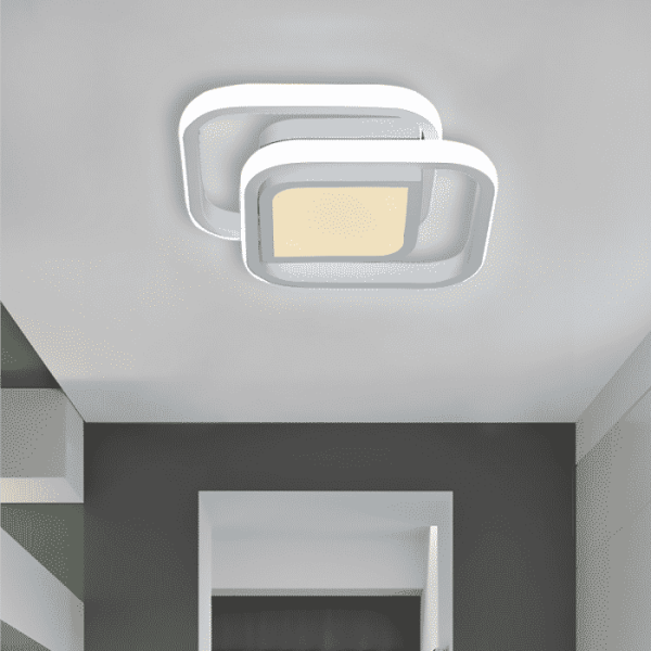 Σύγχρονο LED φωτιστικό με 2 κύκλους, 27 x 27 x 8H εκ. - Δημιουργικό και κομψό design για μπαλκόνι, διάδρομο και γραφείο