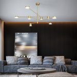 Σύγχρονο LED Ασύμμετρο Φωτιστικό, 3851/4+4, Χρυσό - Ιδανικό για την προσθήκη μιας πολυτελούς πινελιάς στο υπνοδωμάτιο ή το σαλόνι.
