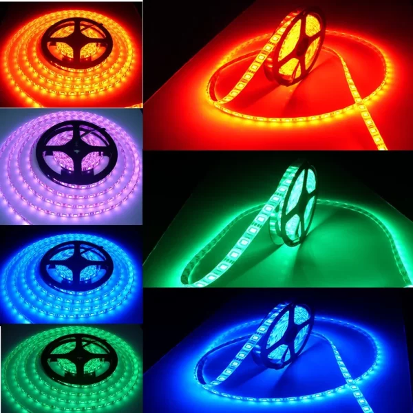 Ταινία LED 3528, 120 LED ανά μέτρο, 8W - Δυναμικός φωτισμός LED για εσωτερικούς χώρους, Χρώμα: Μπλε, Κόκκινο, Πράσινο