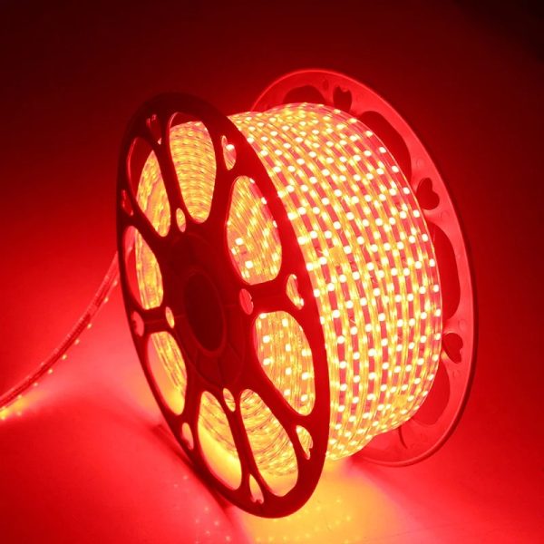 Ταινία LED Αδιάβροχη 220V 5050, 60 LED ανά μέτρο, 6W - Ανθεκτικός Εξωτερικός Φωτισμός σε Θερμό Άσπρο, Ψυχρό Άσπρο, Κόκκινο και Μπλε