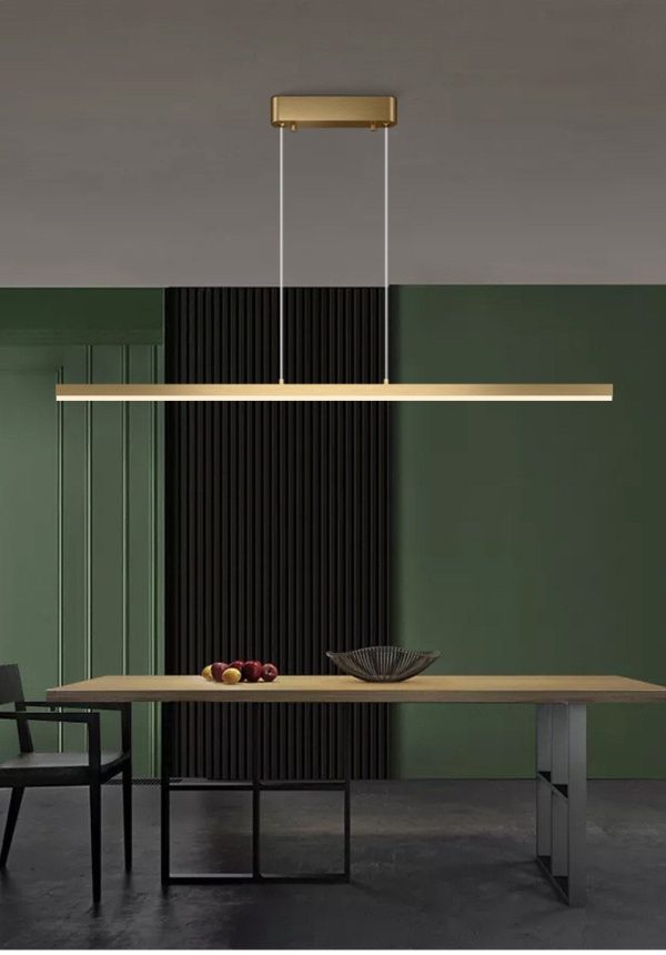 Φωτιστικό LED Κρεμαστό 100cm DM Slim Gold με Τηλεχειριστήριο Dimmable - Ρυθμιζόμενος και Κομψός Φωτισμός για Εσωτερικούς Χώρους