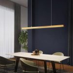Φωτιστικό LED Κρεμαστό 100cm DM Slim Gold με Τηλεχειριστήριο Dimmable - Ρυθμιζόμενος και Κομψός Φωτισμός για Εσωτερικούς Χώρους