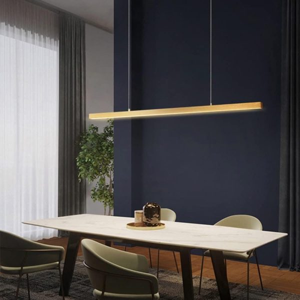 Φωτιστικό LED Κρεμαστό 100cm DM Slim Gold με Τηλεχειριστήριο Dimmable - Ρυθμιζόμενος και Κομψός Φωτισμός για Εσωτερικούς Χώρους