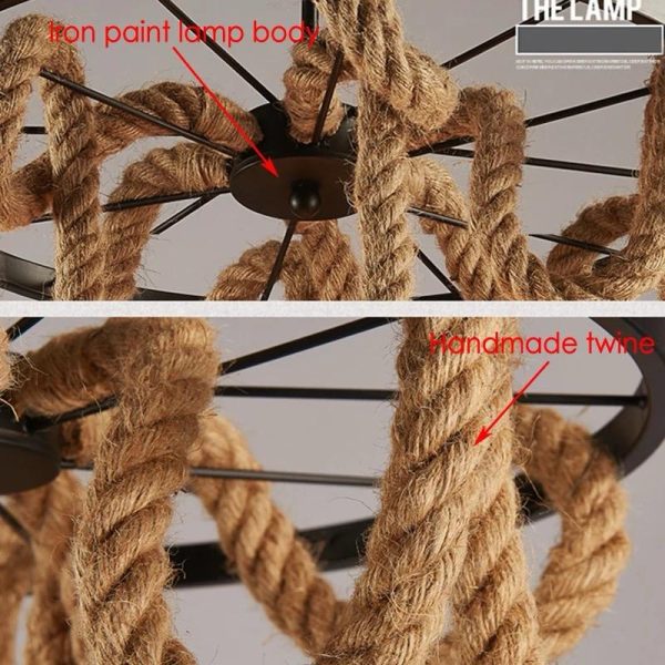 Ρουστίκ Φωτιστικό με Σχοινί και 3 Πηγές Φωτισμού - Κομψός Φωτισμός για Δωμάτια και Εσωτερικούς Χώρους