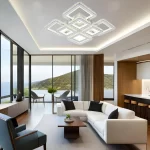 Κρεμαστό LED Φωτιστικό Σε Λευκό Χρώμα, DM9004/4+4, Με Τηλεχειρισμό - Πολυτελές Σχέδιο Για Υπνοδωμάτιο