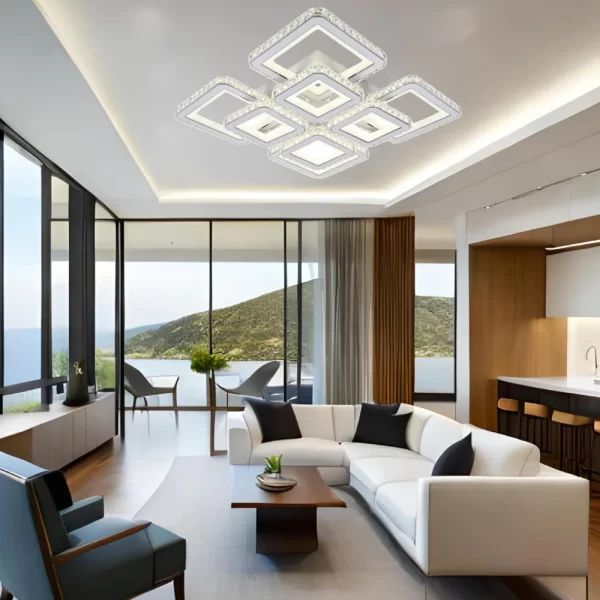 Κρεμαστό LED Φωτιστικό Σε Λευκό Χρώμα, DM9004/4+4, Με Τηλεχειρισμό - Πολυτελές Σχέδιο Για Υπνοδωμάτιο