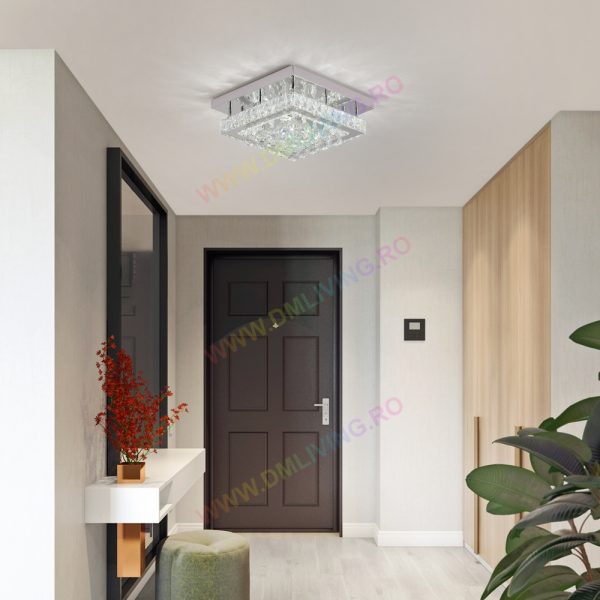 Φωτιστικό LED De Lux DM 1102-400F 40x40cm με κρύσταλλα - Λαμπερός φωτισμός και μοντέρνος σχεδιασμός για κομψές ατμόσφαιρες
