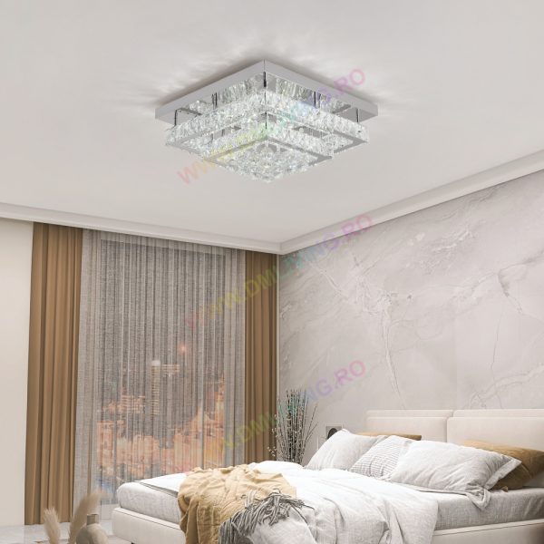 Κρυστάλλινο LED Φωτιστικό 50x50cm DM 1102-500F με Λαμπερό Σχεδιασμό και Κρύσταλλα - Πολυτελές Φωτισμός για Σύγχρονους Χώρους