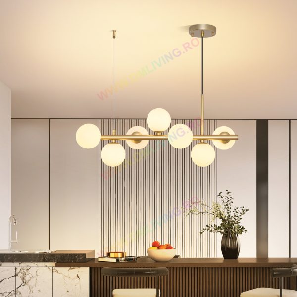 Φωτιστικό LED DM 369-7GD Χρυσό με 7 Σφαιρικούς Φωτισμούς - Μοντέρνο και Κομψό Φωτιστικό για Πολυτελή Διακοσμήσεις