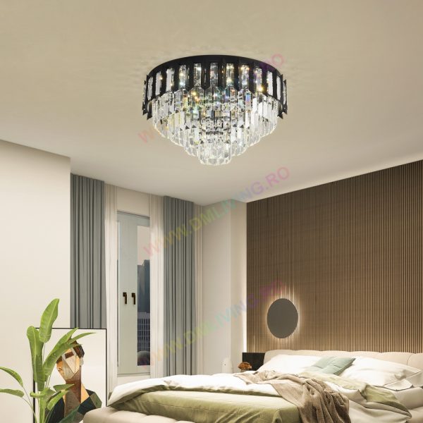 Φωτιστικό LED DM 8016-480BK με μοντέρνο σχεδιασμό και λεπτομέρειες από κρύσταλλο - Προηγμένος φωτισμός για κομψά εσωτερικά.