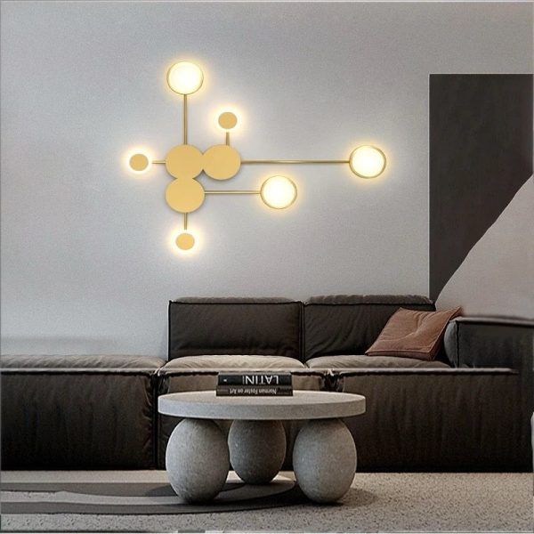 Εφαρμογή LED Premium DM2627 Χρυσό - Γεωμετρικός Σχεδιασμός και Φωτισμός Ουδέτερος, Ιδανικός για Σύγχρονα Δωμάτια