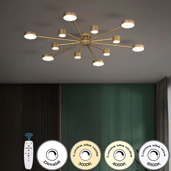 Σύγχρονο Πολυτελές LED Φωτιστικό DM9029-12 Χρυσό - 12 Πηγές Φωτός για Κομψές Ατμόσφαιρες