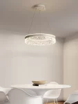 Κρεμαστό LED Φωτιστικό Τύπου Πολυέλαιο DM1437WH Λευκό - Ρυθμιζόμενο και Πολυλειτουργικό, Ιδανικό για Σύγχρονα Σαλόνια και Γραφεία