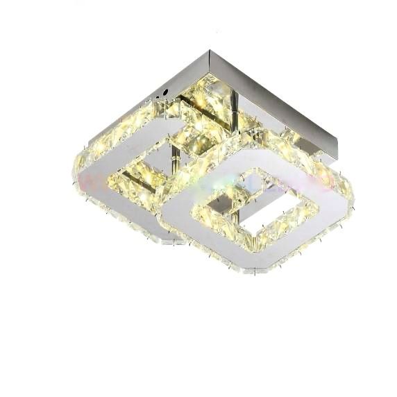 Στρογγυλή οροφή με LED και κρύσταλλα, DM301, Ασημί - Κομψός γεωμετρικός σχεδιασμός για μοντέρνους χώρους.