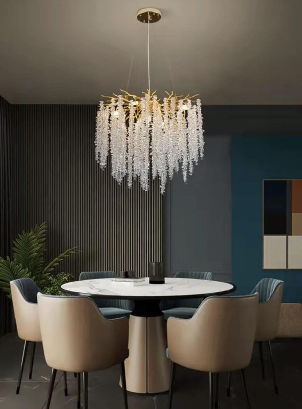 Κρεμαστό φωτιστικό LED, 60cm, με Χρυσές Λεπτομέρειες και Κρύσταλλα, DM Luxury 600 - Πολυτελές αξεσουάρ για το Σαλόνι, το Υπνοδωμάτιο ή το Γραφείο