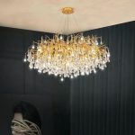 Κρεμαστό φωτιστικό LED Luxos, 60cm, με μοντέρνο σχεδιασμό, 600, Χρυσό - Κομψός φωτισμός για πρεμιέρα χώρους.