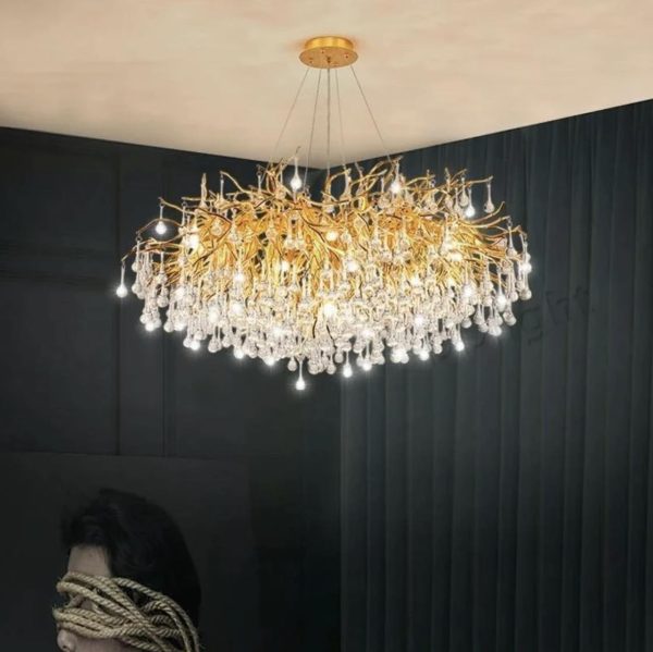 Κρεμαστό φωτιστικό LED Luxos, 60cm, με μοντέρνο σχεδιασμό, 600, Χρυσό - Κομψός φωτισμός για πρεμιέρα χώρους.