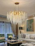 Κρεμαστό φωτιστικό LED, 60cm, με Χρυσές Λεπτομέρειες και Κρύσταλλα, DM Luxury 600 - Πολυτελές αξεσουάρ για το Σαλόνι, το Υπνοδωμάτιο ή το Γραφείο