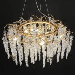 Κρεμαστό φωτιστικό LED, 60cm, με Χρυσές Λεπτομέρειες και Κρύσταλλα, DM Luxury 600 - Πολυτελές αξεσουάρ για το Σαλόνι, το Υπνοδωμάτιο ή το Γραφείο
