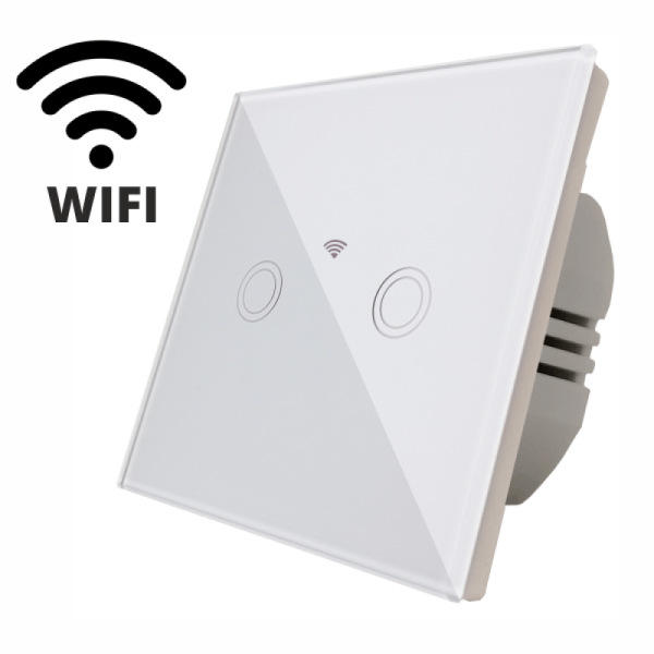 Διπλός διακόπτης αφής Wi-Fi, λευκός - Έξυπνος φωτισμός και λειτουργικότητα για το σαλόνι, το υπνοδωμάτιο ή το γραφείο