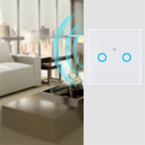 Διπλός διακόπτης αφής Wi-Fi, λευκός - Έξυπνος φωτισμός και λειτουργικότητα για το σαλόνι, το υπνοδωμάτιο ή το γραφείο