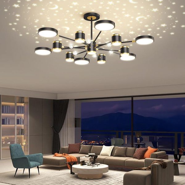 Φωτιστικό LED Lux DM9080/6+6+1, Μαύρο/Χρυσό - 13 Πηγές Φωτισμού για Μια Κομψή Ατμόσφαιρα
