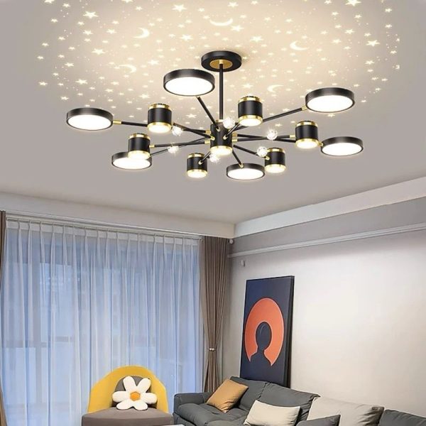 Φωτιστικό LED Lux DM9080/6+6+1, Μαύρο/Χρυσό - 13 Πηγές Φωτισμού για Μια Κομψή Ατμόσφαιρα