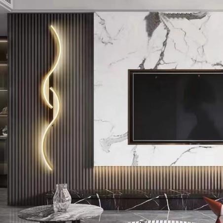 Εφαρμογή LED Μινιμαλιστική 60cm, Μαύρο+Χρυσό, Κομψός Σχεδιασμός - Μοντέρνος Φωτισμός για το Σαλόνι και το Υπνοδωμάτιο