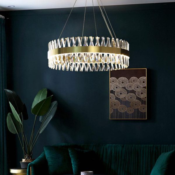 Πολυτελές Κρεμαστό Φωτιστικό, DM8832/400, 50W, Κρυστάλλινη Υφή και Χρυσές Λεπτομέρειες - Ιδανικό για τη Διακόσμηση του Σύγχρονου Υπνοδωματίου