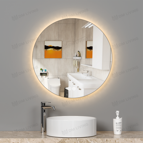 Κυκλικός LED καθρέφτης 60x60cm DM005 - Φωτισμός φόντου και λειτουργία αποθάμβωσης για το μπάνιο