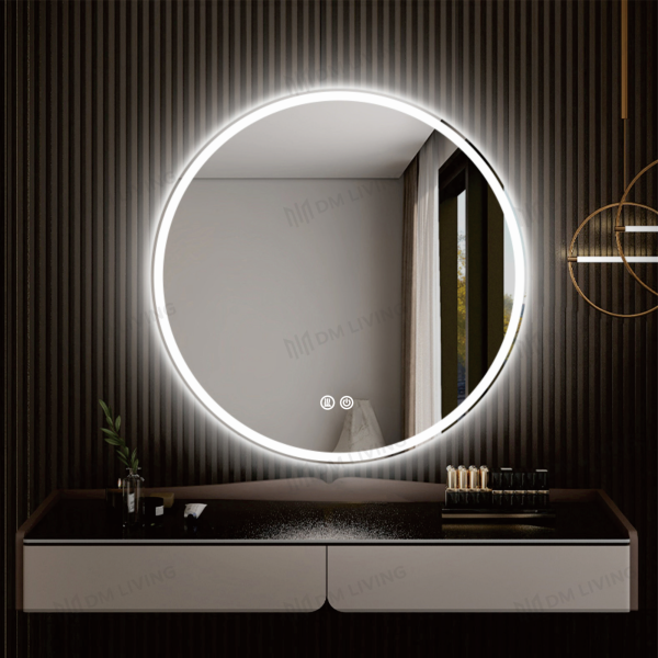 Καθρέφτης LED 70x70cm DM019 - Φωτισμός Υποβάθρου και Λειτουργία Αποθάμβωσης για Μια Άνετη Εμπειρία