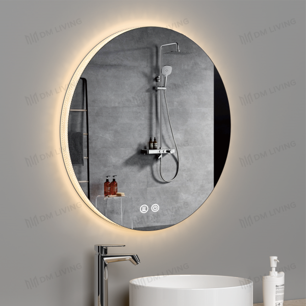 Κυκλικός LED καθρέφτης 70x70cm DM025 - Αφής διακόπτης με δύο κουμπιά και λειτουργία αποθάμβωσης.