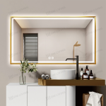 Καθρέφτης LED Χρυσό 80x60cm Μοντέλο DM033 - Προηγμένος Φωτισμός Υποβάθρου και Λειτουργία Αποθάμβωσης για Μοντέρνα Εμφάνιση