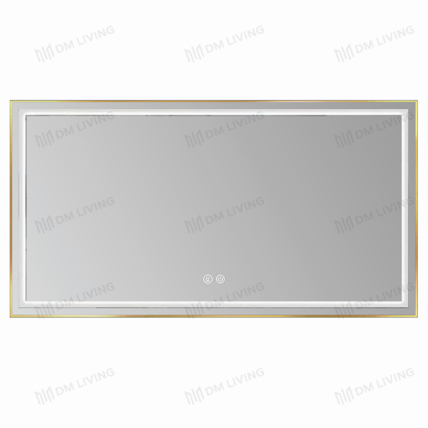 Καθρέφτης LED Χρυσό 80x60cm Μοντέλο DM033 - Προηγμένος Φωτισμός Υποβάθρου και Λειτουργία Αποθάμβωσης για Μοντέρνα Εμφάνιση