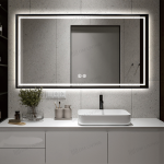 Καθρέφτης LED Μοντέλο DM033 80x60cm, Μαύρο - Φωτισμός Υποβάθρου και Λειτουργία Αποθάμβωσης για Μια Προηγμένη Εμπειρία στο Μπάνιο Σας