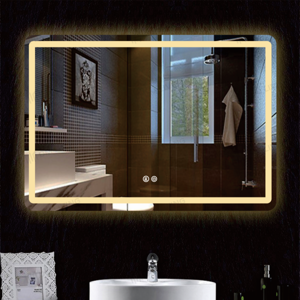 Καθρέφτης LED Κομψός 80x60cm Μοντέλο DM037Y - Σχεδιασμός Λείος με Λειτουργία Αποθάμβωσης και Φωτισμό Υποβάθρου