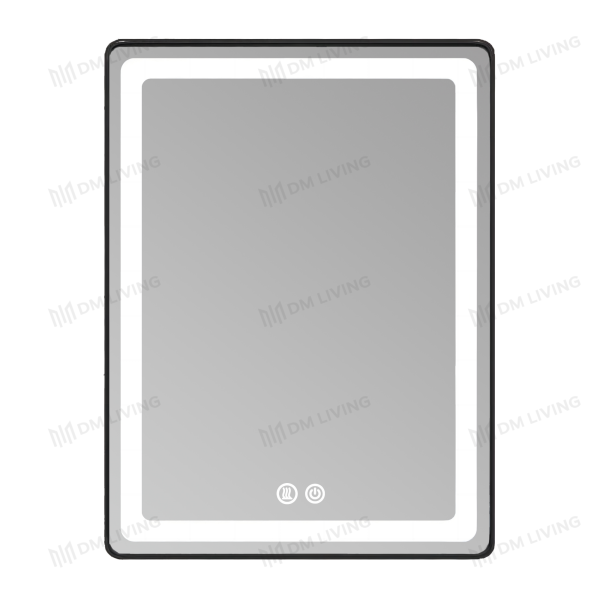 Καθρέφτης LED Μαύρο 60x80εκ Μοντέλο DM039 - Κομψός Σχεδιασμός με Φωτισμό Παρασκηνίου και Λειτουργία Αποθάμβωσης για Μοντέρνο Περιβάλλον