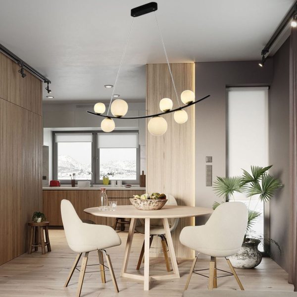 Φωτιστικό DM Living DM2076/7 Μαύρο - Μοντέρνος Σχεδιασμός με 7 Καπέλα για Κομψό Φωτισμό και Κομψή Ατμόσφαιρα