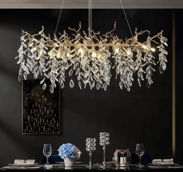Κρυστάλλινος Σύγχρονος Φωτιστικός Με LED, Ιδανικός για Τραπεζαρία και Σαλόνι, DM27070/1200 Χρυσός - Κομψότητα και εξαιρετικός φωτισμός για μια κομψή διακόσμηση.