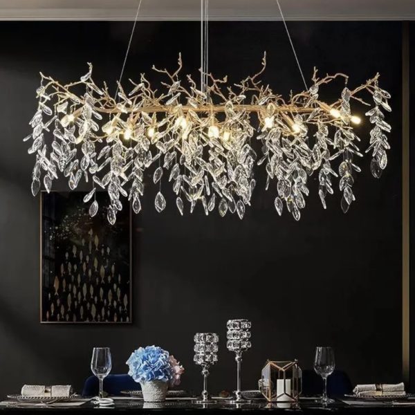 Κρυστάλλινος Σύγχρονος Φωτιστικός Με LED, Ιδανικός για Τραπεζαρία και Σαλόνι, DM27070/1200 Χρυσός - Κομψότητα και εξαιρετικός φωτισμός για μια κομψή διακόσμηση.