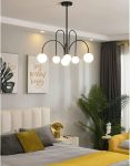 Σύγχρονος πολυέλαιος DM Living, Μοντέλο DM1018/6 - Κομψός Σχεδιασμός με Μαύρα Χέρια και Φωτεινές Σφαίρες για Διακριτικό Φωτισμό