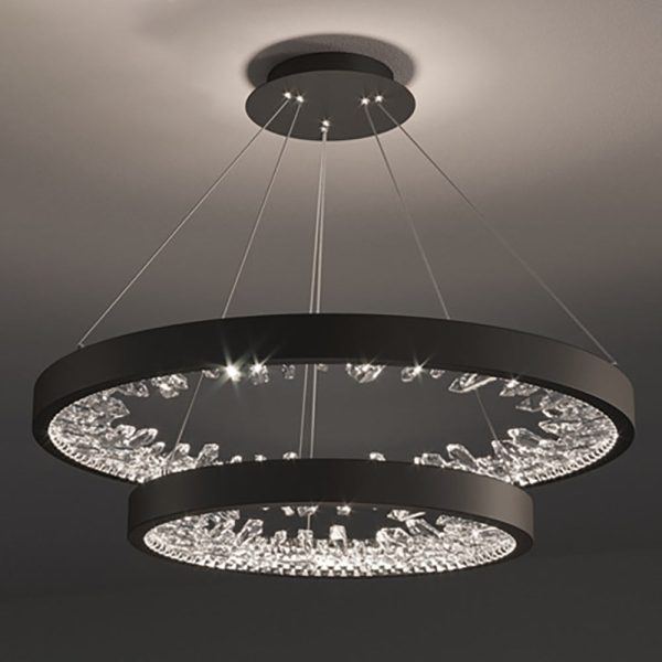 Κρεμαστό φωτιστικό LED DM Living, Μοντέλο DM23529/40+60 Μαύρο - Μοντέρνα Κομψότητα με Διακοσμητικά Κρύσταλλα για Διακριτικό Φωτισμό