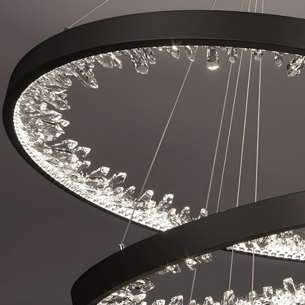 Κρεμαστό φωτιστικό LED DM Living, Μοντέλο DM23529/40+60 Μαύρο - Μοντέρνα Κομψότητα με Διακοσμητικά Κρύσταλλα για Διακριτικό Φωτισμό