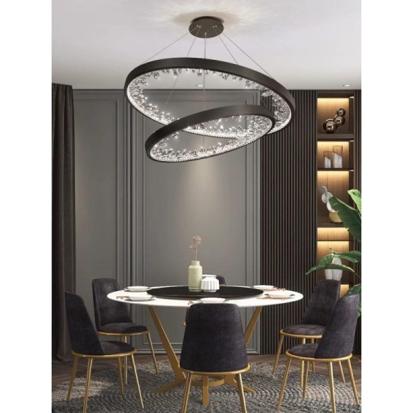 Κρεμαστό φωτιστικό LED DM Living, Μοντέλο DM23529/40+60 Μαύρο - Μοντέρνα Κομψότητα με Διακοσμητικά Κρύσταλλα για Διακριτικό Φωτισμό