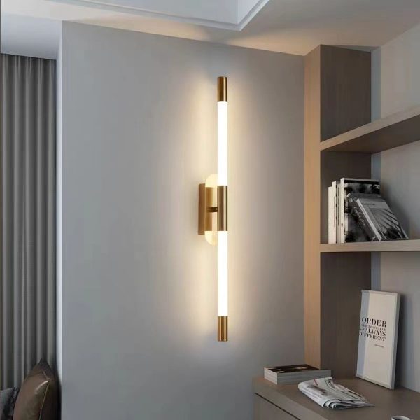 Εφαρμόστε τον οδηγό τοίχου LED, χρυσό, αποτελεσματικός και πολυτελής φωτισμός, μοντέλο DM9208 - Σχεδιασμός κυλινδρικός και κομψός για το εσωτερικό.