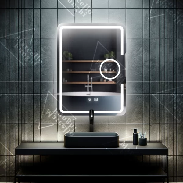 Καθρέφτης LED Touch με λειτουργία αποθάμβωσης και καλλυντική λούπα, 60x80 εκ., Μοντέλο OB2597AG - Κομψότητα και Ακρίβεια στην Φροντίδα