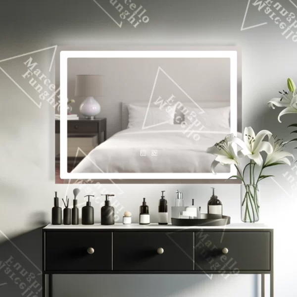 Καθρέφτης LED Premium Touch, 80x60 εκ., με λειτουργία αποθάμβωσης, Μοντέλο OB3946 - Σύγχρονος Σχεδιασμός και Αποτελεσματικός Φωτισμός