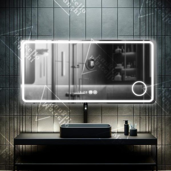 Καθρέφτης LED Premium Touch, 90x75 εκ., με Σύστημα Αποθάμβωσης και Καλλυντική Λούπα, Μοντέλο D010/90x75 - Σύγχρονος Σχεδιασμός και Άψογη Λειτουργικότητα