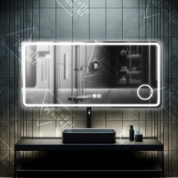 Καθρέφτης LED Αφής Κομψός, 90x60 εκ., με Σύστημα Αποθάμβωσης και Καλλυντική Λούπα, Μοντέλο D010/90x60 - Κομψότητα και Ακρίβεια στο Μπάνιο Σας
