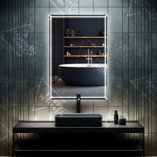 Καθρέφτης LED Premium Touch, 60x80 εκ., με Σύστημα Αποθάμβωσης, Μοντέλο K015V - Κομψότητα και Υψηλή Απόδοση στο Μπάνιο Σας